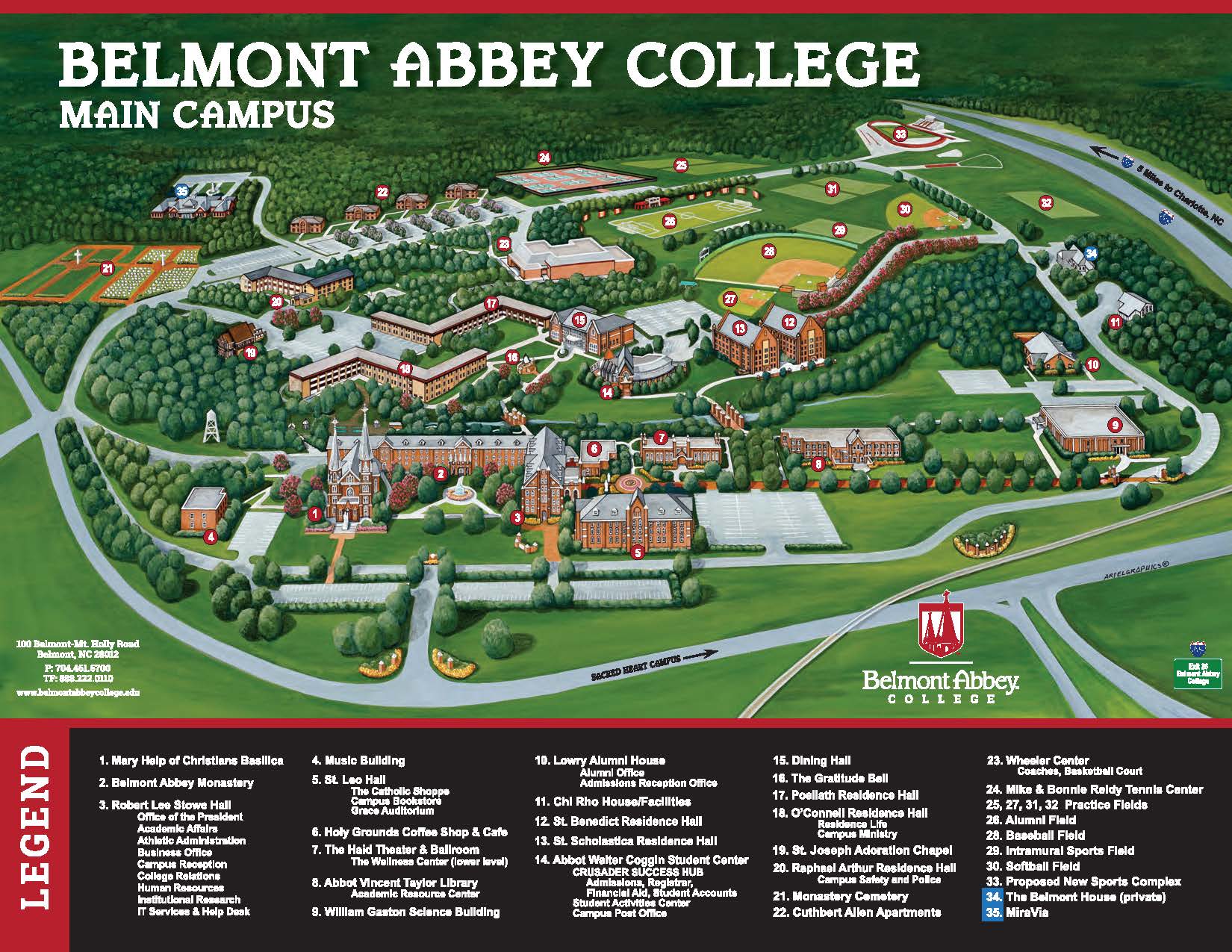 Belmont Campus Map And Driving Directions Belmont Abbey College